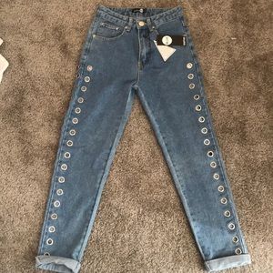 High waisted eyelet Mom jeans from boohoo